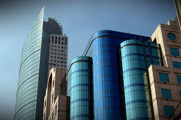 Les tours de verre du quartier d'affaire de Mexico