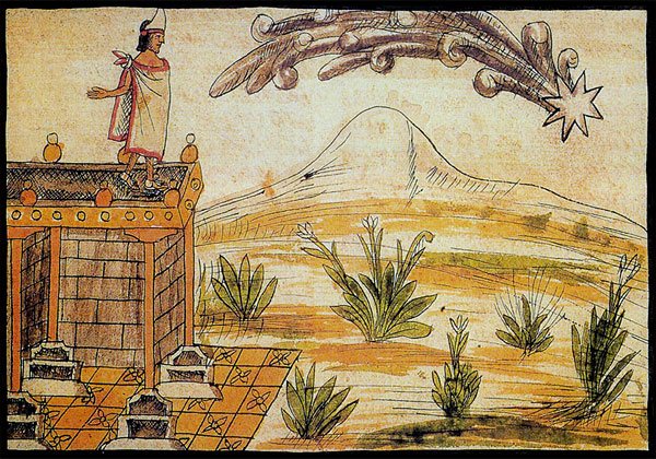 L'Empereur Moctézuma observant la comète de 1518 - Extrait du « Codex Durán »