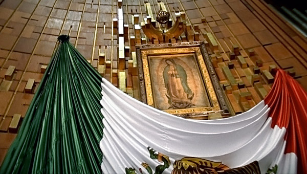 La Vierge de Guadalupe telle que l'on peut la voir actuellement dans la basilique